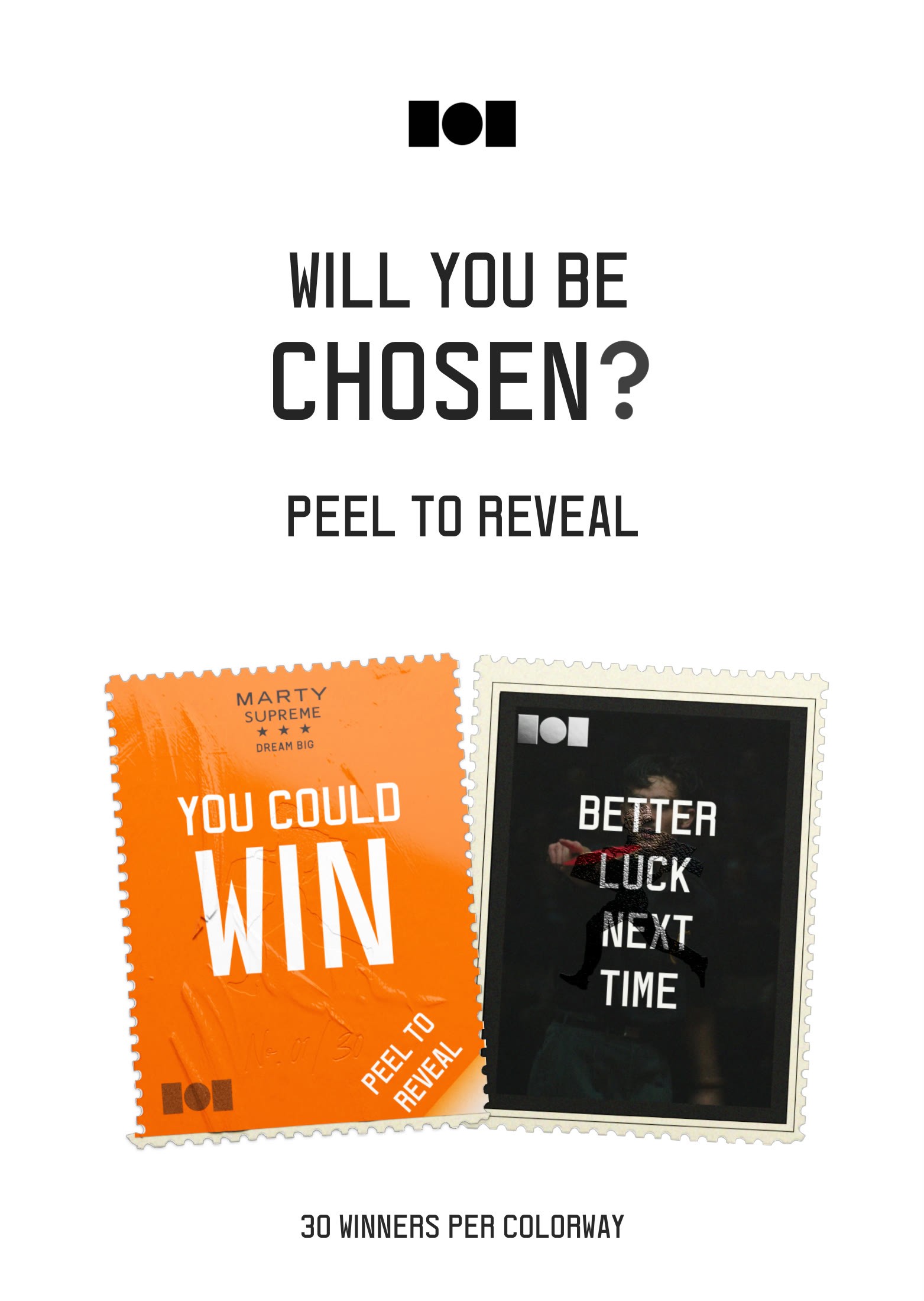 Marty Supreme peel-to-reveal tickets