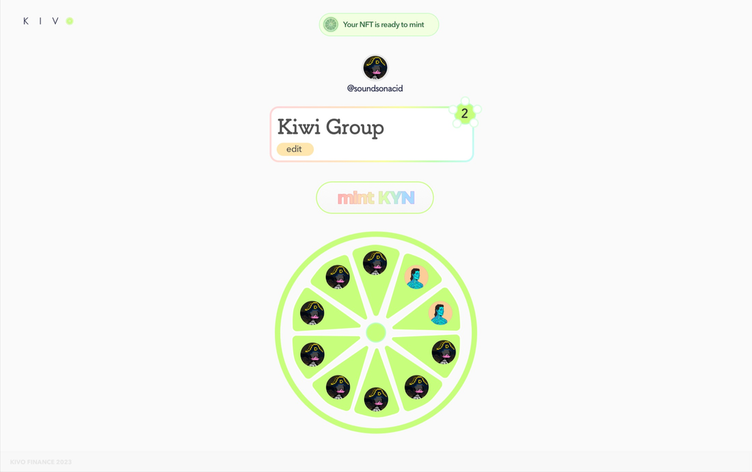 Completed Kivo group ready to mint a KYN collectible